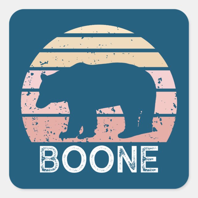 Boone North Carolina Retro Bear Square Sticker (Front)