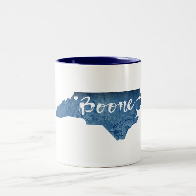 Boone North Carolina Wood Grain Two-Tone Coffee Mug (Center)