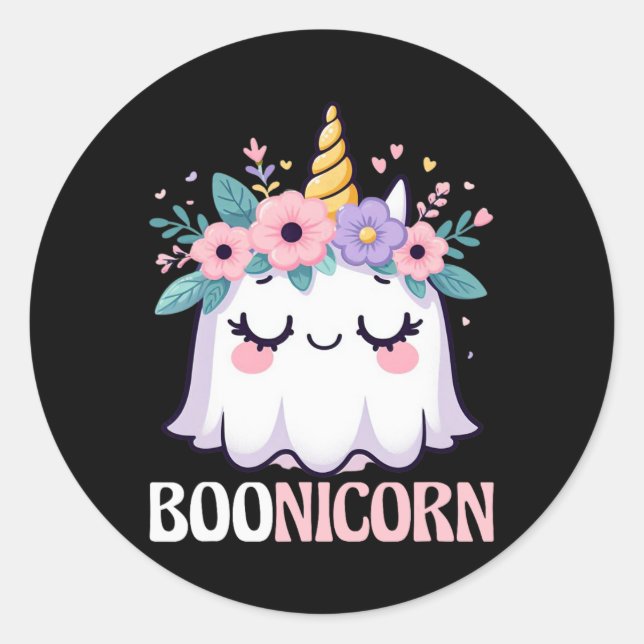 Boonicorn Unicorn Ghost  Classic Round Sticker (Front)