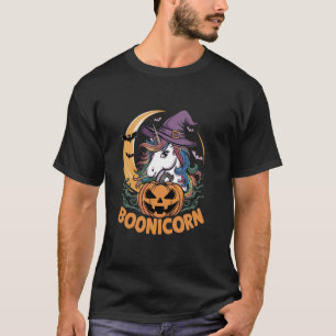 Boonicorn Witch Unicorn Halloween Pumpkin Design T-Shirt