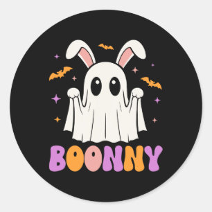 Boonny Cute Bunny Ghost Halloween Men Women Kids  Classic Round Sticker