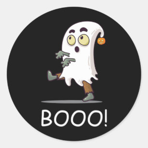 Booo! Spirit Ghost Hour Haunting Halloween Fun Classic Round Sticker