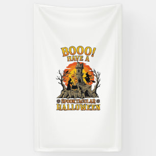 Booo Spooktacular Halloween Witch Cauldron Castle Banner