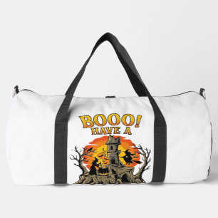 Booo Spooktacular Halloween Witch Cauldron Castle Duffle Bag