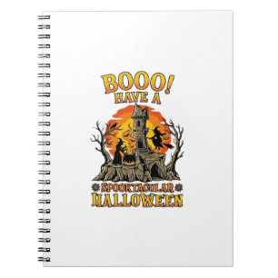 Booo Spooktacular Halloween Witch Cauldron Castle Notebook