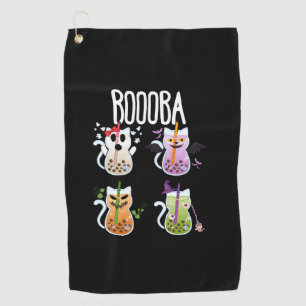 Boooba Kawaii Boba Tea Drink Cat Lover Halloween G Golf Towel