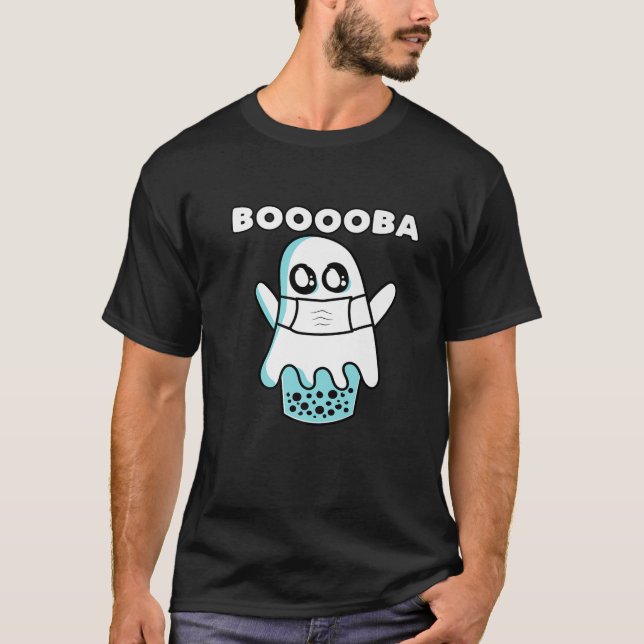 Boooba Kawaii Boba Tea Drink Hiding Inside A Hallo T-Shirt (Front)