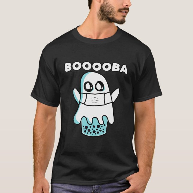 Boooba Kawaii Boba Tea Drink Hiding Inside A Hallo T-Shirt (Front)