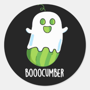 Booocumber Funny Ghost Cucumber Pun Dark BG Classic Round Sticker