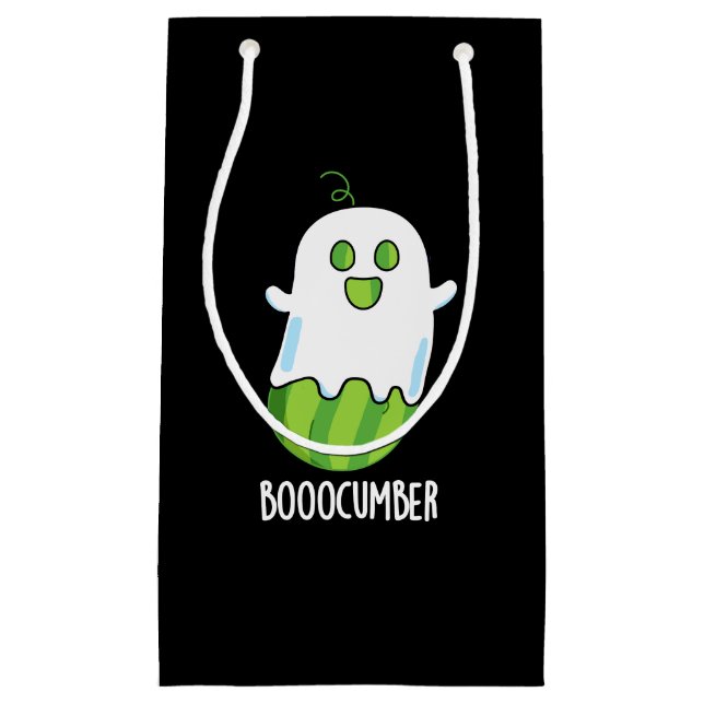 Booocumber Funny Ghost Cucumber Pun Dark BG Small Gift Bag (Front)