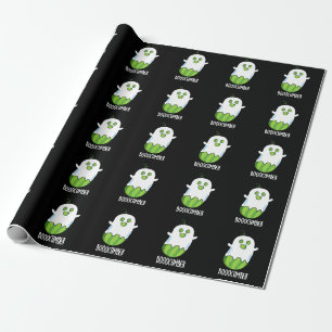 Booocumber Funny Ghost Cucumber Pun Dark BG Wrapping Paper