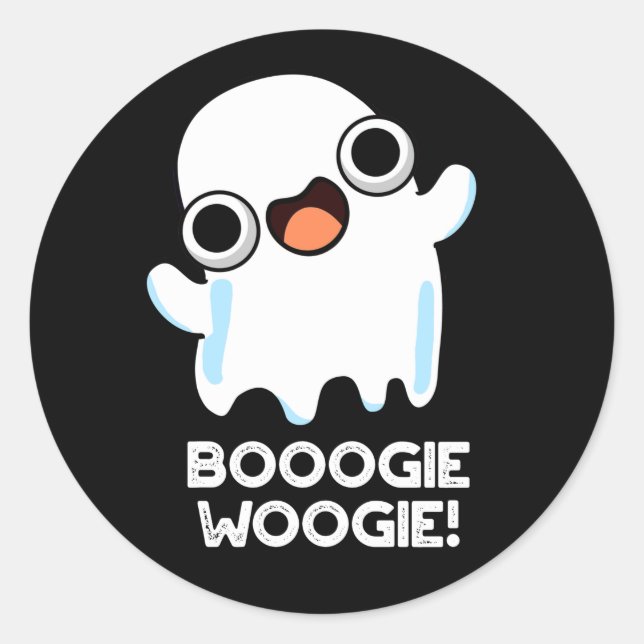 Booogie Woogie Funny Music Ghost Pun Dark BG Classic Round Sticker (Front)