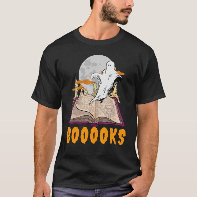 Boooks! Boooks Ghost Reading,Librarian Bookworm,Bo T-Shirt (Front)