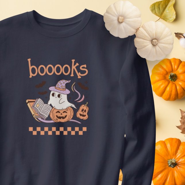 Boooks Funny Halloween Book Boo Ghost Teacher Sweatshirt (Creator Uploaded)
