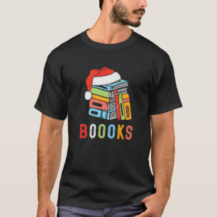 Boooks Reading Retro Librarian Christmas Funny San T-Shirt