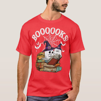 Boooks Scary Ghost Reading Books Lover Halloween C T-Shirt