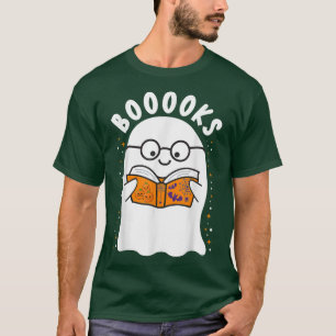 Booooks Cute Ghost Book Reading Halloween Teacher T-Shirt