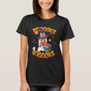 Booooks Cute Ghost Reading Library Books Halloween T-Shirt