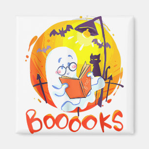 Booooks Funny Ghost Reading Library Books Hallowee Magnet