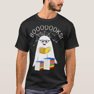 Booooks Ghost Boo Read Books Halloween Library Tea T-Shirt
