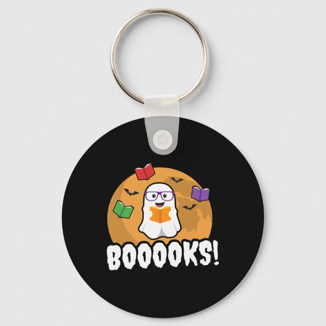 Booooks Ghost Boo Read Books Library Gift Fun  Key Ring (Front)
