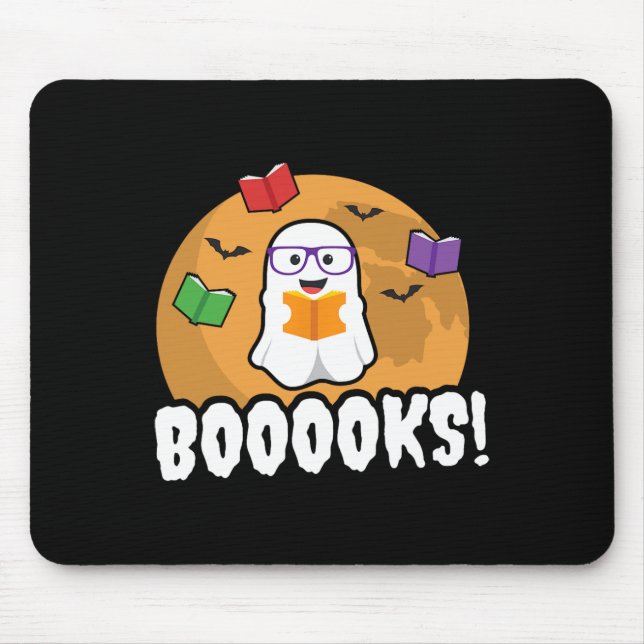 Booooks Ghost Boo Read Books Library Gift Fun  Mouse Pad (Front)