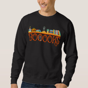 Booooks Ghost Boo Read Books Library Teacher Hallo Sweatshirt