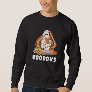 Booooks Ghost Boo Read Books Library Teacher Hallo Sweatshirt