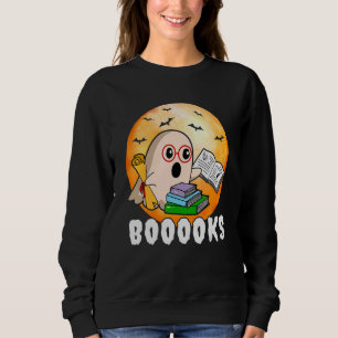 Booooks Ghost Boo Read Books Library Teacher Hallo Sweatshirt