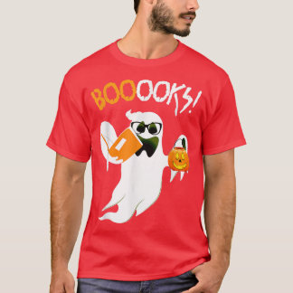 Booooks Ghost Boo Read Books Library Teacher Hallo T-Shirt