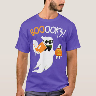 Booooks Ghost Boo Read Books Library Teacher Hallo T-Shirt