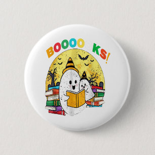 Booooks Ghost Funny Halloween Teacher Book Library 6 Cm Round Badge