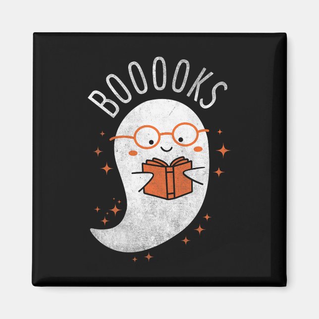 Booooks Ghost Funny Halloween Teacher Book Library Magnet (Front)