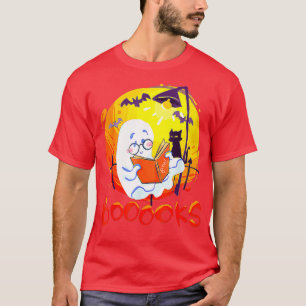 Booooks Ghost Funny Halloween Teacher Book Library T-Shirt