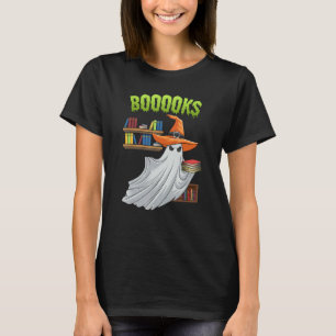 Booooks Ghost Halloween Costume Teacher Book Libr T-Shirt