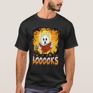 Booooks Ghost Halloween Teacher Book Library Read T-Shirt