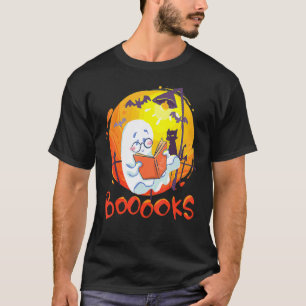 Booooks Ghost Halloween Teacher Book Library Read T-Shirt