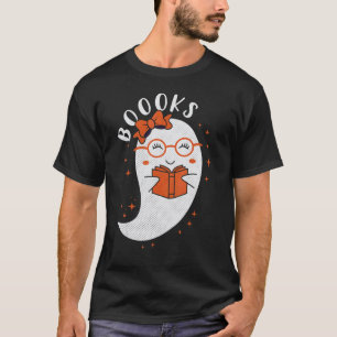 Booooks Ghost Halloween Teacher Book Library Readi T-Shirt