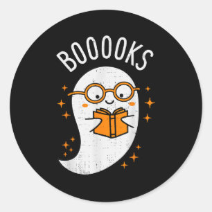 Booooks Ghost Halloween Teacher Librarian Library  Classic Round Sticker