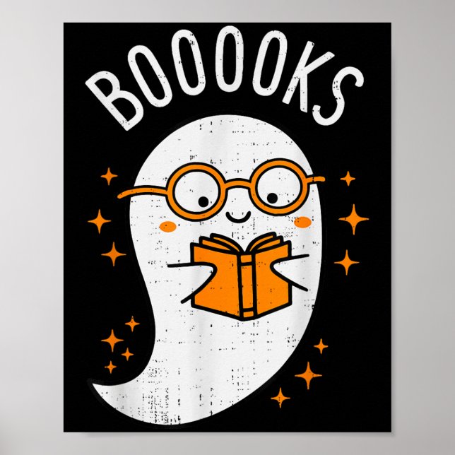 Booooks Ghost Halloween Teacher Librarian Library  Poster (Front)