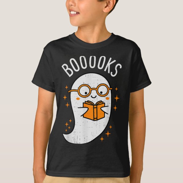 Booooks Ghost Halloween Teacher Librarian Library  T-Shirt (Front)