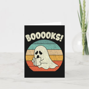 Booooks Ghost Halloween Vintage Teacher Book Libra Card