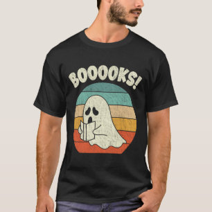 Booooks Ghost Halloween Vintage Teacher Book Libra T-Shirt