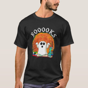 Booooks Ghost Moon Boo Read Books Library Bookworm T-Shirt
