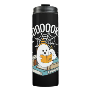 Booooks Ghost Read Books Halloween Funny Reading Thermal Tumbler