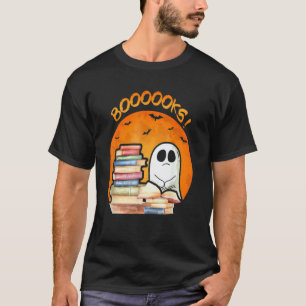 Booooks Ghost Reading Library Books Halloween Tea T-Shirt