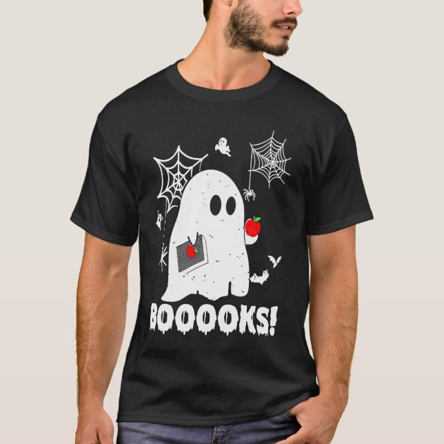 Booooks Ghost Teacher  Halloween T-Shirt (Front)