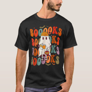 Booooks Groovy Cute Ghost Book Retro Reading Hallo T-Shirt
