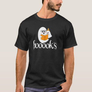 Booooks Halloween Cute Ghost Reading Library Books T-Shirt
