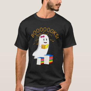 Booooks Halloween Ghost Read Book Cute Book Girls T-Shirt